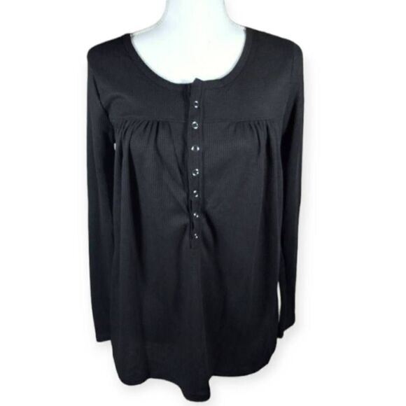 BLACK WAFFLE KNIT TOP SZ.S EUC. - Picture 1 of 6